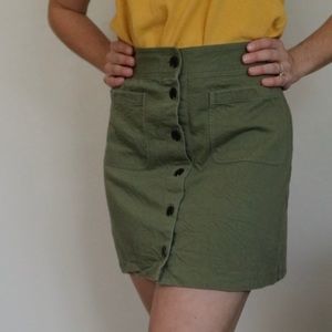 Madewell Station Mini Button Down Green Skirt